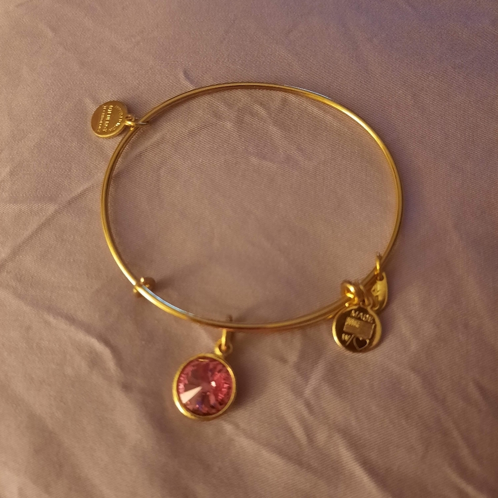 Alex and Ani gold pink gem bracelet